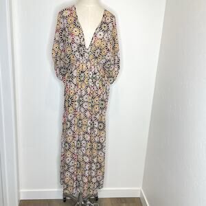 Rujutta Sheath Kaftan Maxi Dress Womens One Size Cinch Marie Multicolor Print